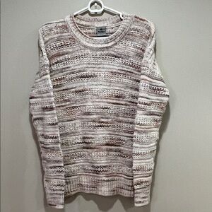 Elegant Textured Women's Sweater in Cream and Brown